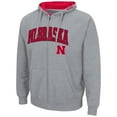 thumbnail image 2 of Men's Colosseum Heathered Gray Nebraska Huskers Arch & Logo 3.0 Full-Zip Hoodie, 2 of 3