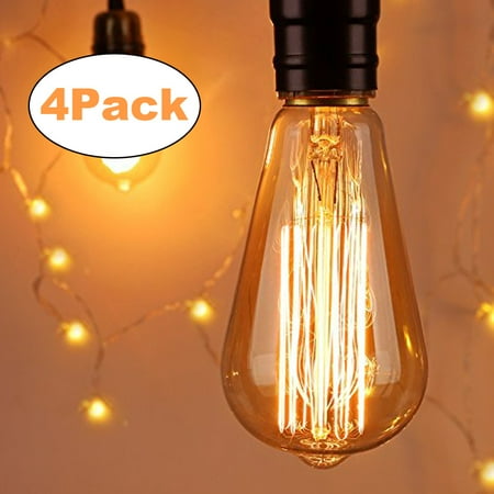 

4Pack ST64 Vintage Edison Light Bulbs 110V Replacement Bulbs for Wall Sconces Lights Pendant Light Amber Warm & Squirrel Cage Filament Antique Light Bulb for Home Decor