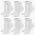 thumbnail image 2 of XuJwPNcy 6 Pack Ruffle Socks for Women Non Slip Cotton Socks No Show Socks Low Cut Casual Soft Cozy Socks, 2 of 3