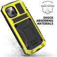 thumbnail image 3 of Estuche metálico para iPhone 14, carcasa resistente de aluminio de grado militar con soporte metálico, protector de pantalla, a prueba de caídas, a prueba de golpes, carcasa completa para iPhone 14,, 3 of 8