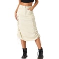 thumbnail image 1 of Falda Midi INSPIRE CHIC para mujer con bolsillo de solapa, abertura trasera y cordón, falda cargo XS beige, 1 of 6