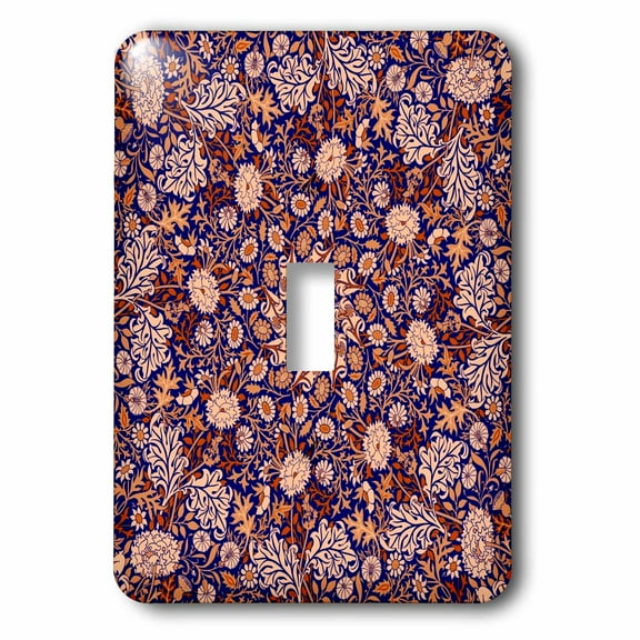 3dRose, Orange and Blue William Morris Chintz Pattern, single toggle switch