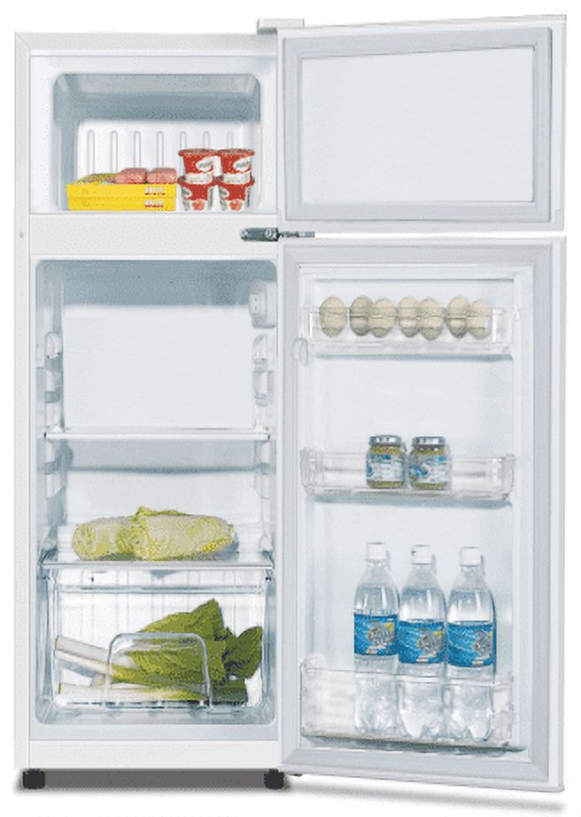 Crosley American Tribute 4.2 Cuft 2-Door Compact Refrigerator, White with American Flag Design
