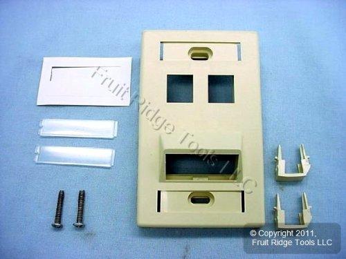 Leviton 5EA10-M4T - Placca da parete a 2 porte dati QuickPlate a 1 gang, colore: Mandorla leggera
