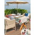 thumbnail image 4 of Outdoor Tablecloth with Umbrella Hole and Zipper, Beige Christmas Rectangle Table Cloth 60x102 Inch Waterproof Tablecloth, Snowman Xmas Tree Poinsettia Snowflake Picnic Table Cover for Patio Camping, 4 of 7