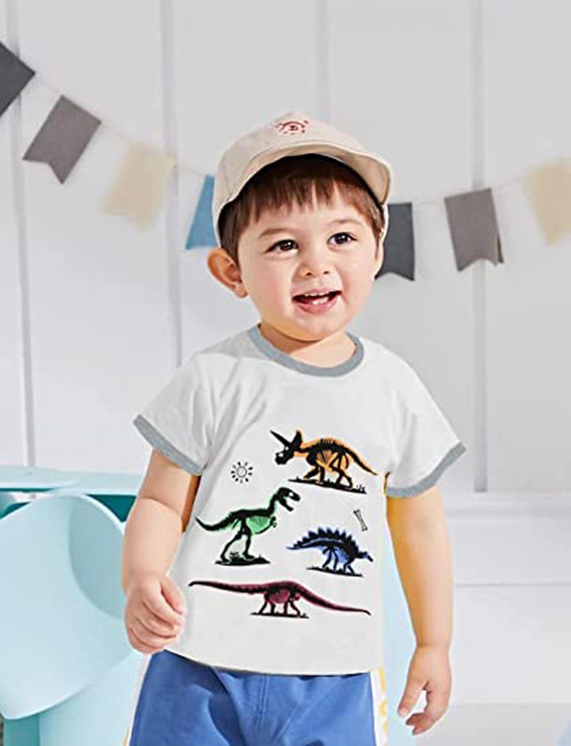 Cm-Kid Boys T Shirts Dinosaur 2-Pack Kids Summer Short Sleeve Tops 6T