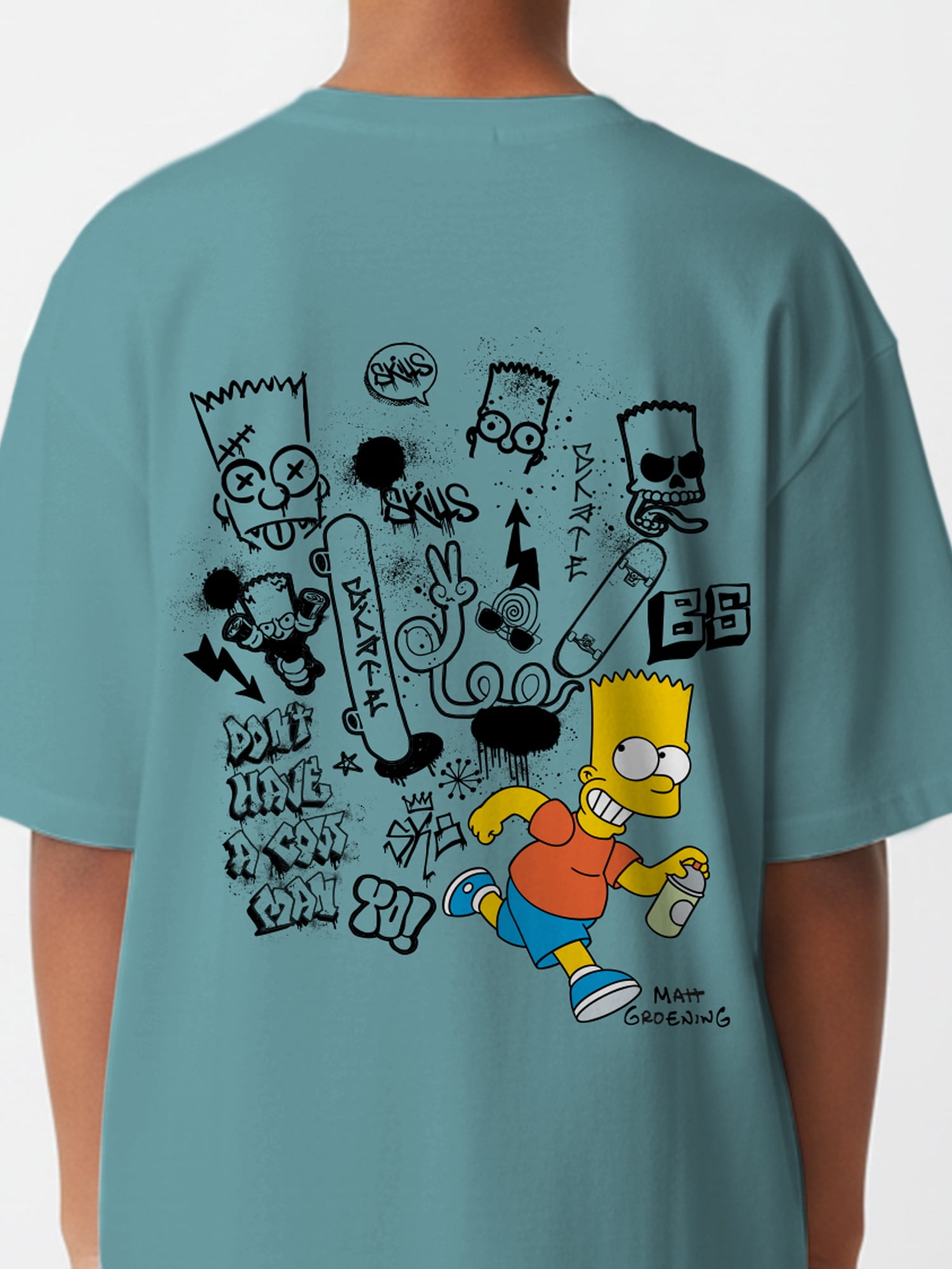 The Simpsons, Boys' Elevated Front and Back Graphic T-Shirt, Bad Boy Spray, Sizes 4-18