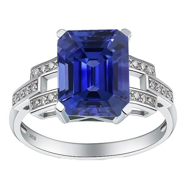 Details about   2Ct Emerald Cut Blue Sapphire & Diamond Engagement Ring 14K White Gold Finish 