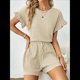 thumbnail image 4 of Conjunto de Dos Piezas para Mujer: Top de Corta con Cuello Redondo y Volantes y Pantalones Cortos con Cordón. Albaricoque S, 4 of 8