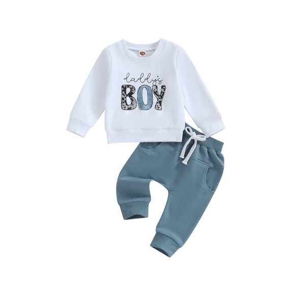 Bagilaanoe 2PCS Toddler Baby Boy Long Pants Set Letter Print Long Sleeve Sweatshirt Tops Camouflage Sweatpants 6M 12M 18M 24M 3T Kids Casual Sweatsuits