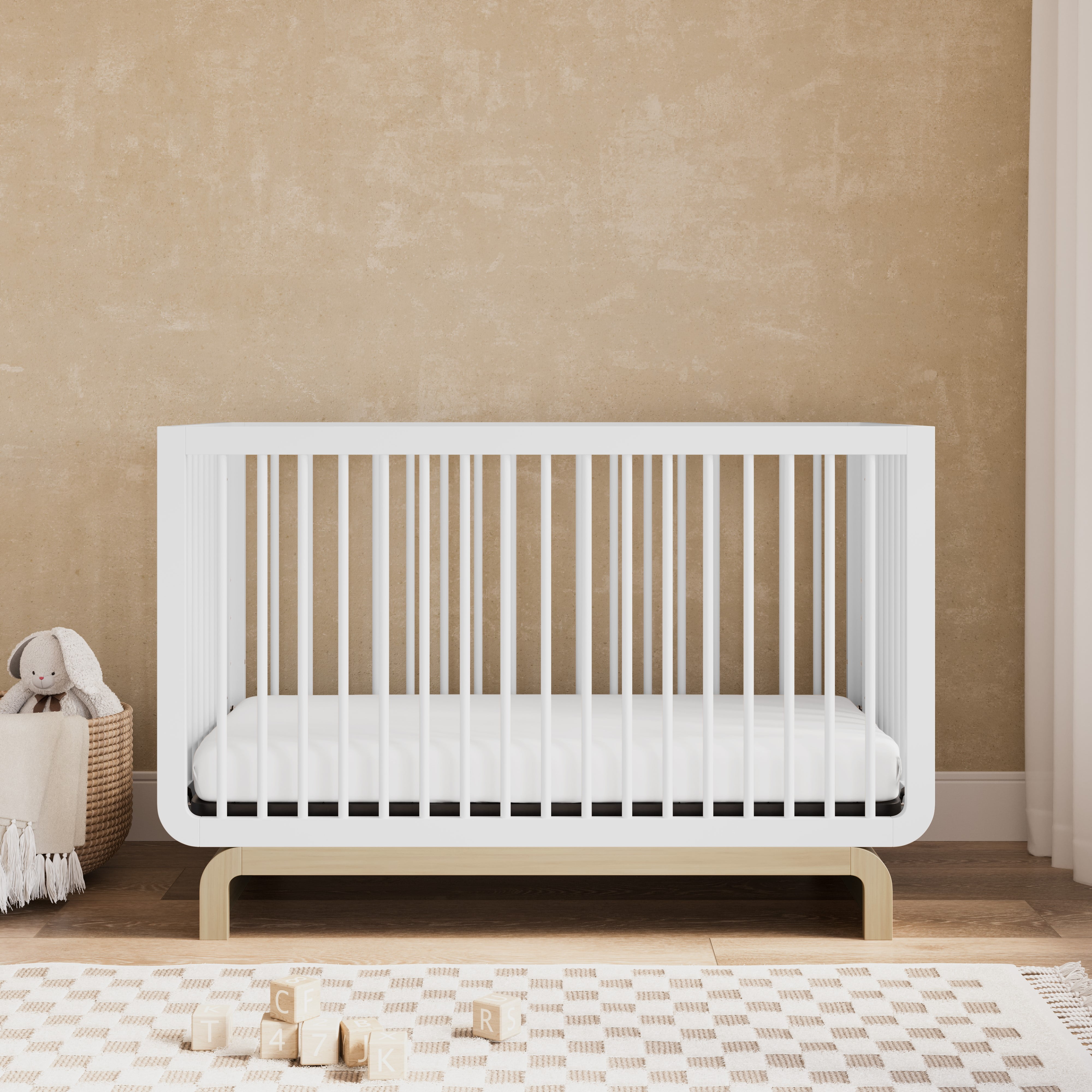 Art of Nursery by Storkcraft Santorini 5-in-1 Convertible Baby Crib, White with Driftwood