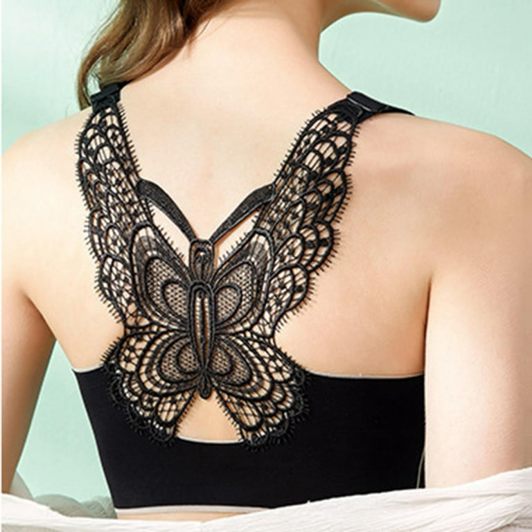 Women's Wire-free Push Up Bra Fashion Sexy Lace Butterfly Beauty Back Daily  Bras