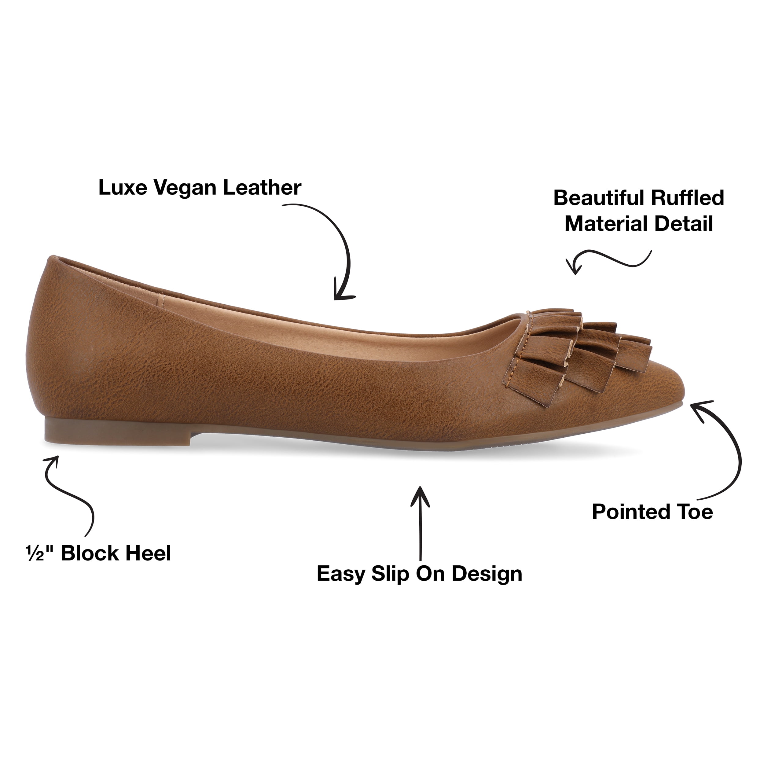 Journee Womens Judy Slip On Pointed Toe Ballet Flats, Widths Available