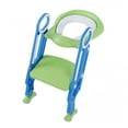 thumbnail image 2 of Silla de baño rígida para bebés y niños pequeños, con escalera, asiento de seguridad ajustable para entrenamiento (azul y verde), 2 of 10