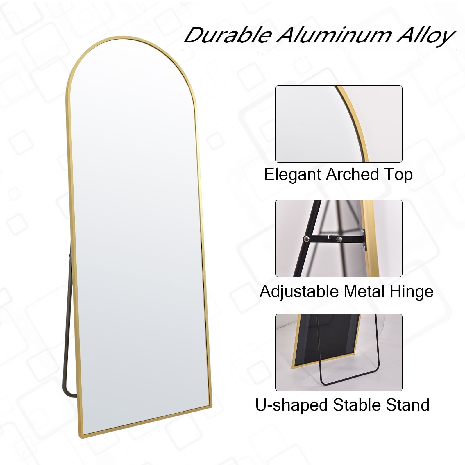 Buy BEAUTYPEAK 64x21 Full Length Mirror Arched Standing Floor Mirror