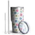 thumbnail image 2 of 30oz Pioneer Flower Floral Print Pattern Tumbler, Double Wall Vacuum Insulated Cup, BPA-Free Leak Proof Lid & Reusable Straws, Hot 12h, Cold 34h, 2 of 6