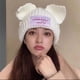 thumbnail image 1 of Gorro de punto de ganchillo con orejas largas para mujer, gorros bonitos de zorro para disfraz, regalo de Navidad, Hip-hop, invierno, 2022, 1 of 4