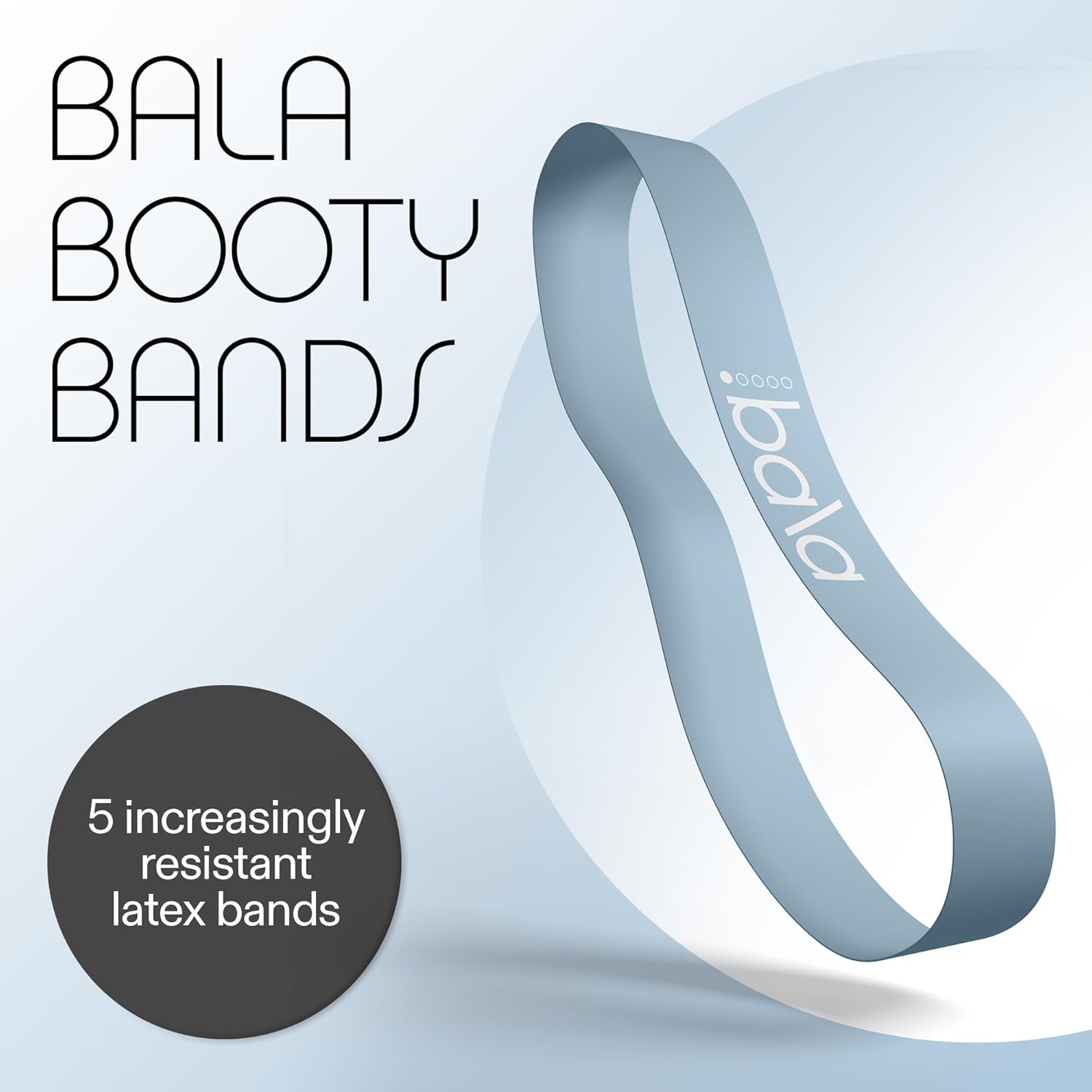 Bala Booty Bands Resistance Bands for Women & Men, Elastic Exercise Bands for Working Out, Wrist, Ankle, Legs & Booty Bands, Workout Resistance Bands for Yoga, Pilates, Strength Training, 5-Pack, Sea