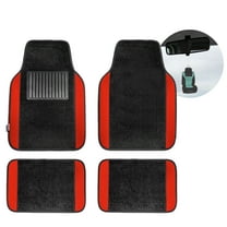 FH Group Carpet Non Slip Red Car Floor Mats, Universal Fit 4 Pieces Full Set with Air Freshener