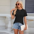 thumbnail image 6 of HAOYUNL Womens Summer T-Shirt Tees Short Sleeve Top Cotton T Fashion Crewneck Loose Blouses Solid Color Tees S-XXL, 6 of 9