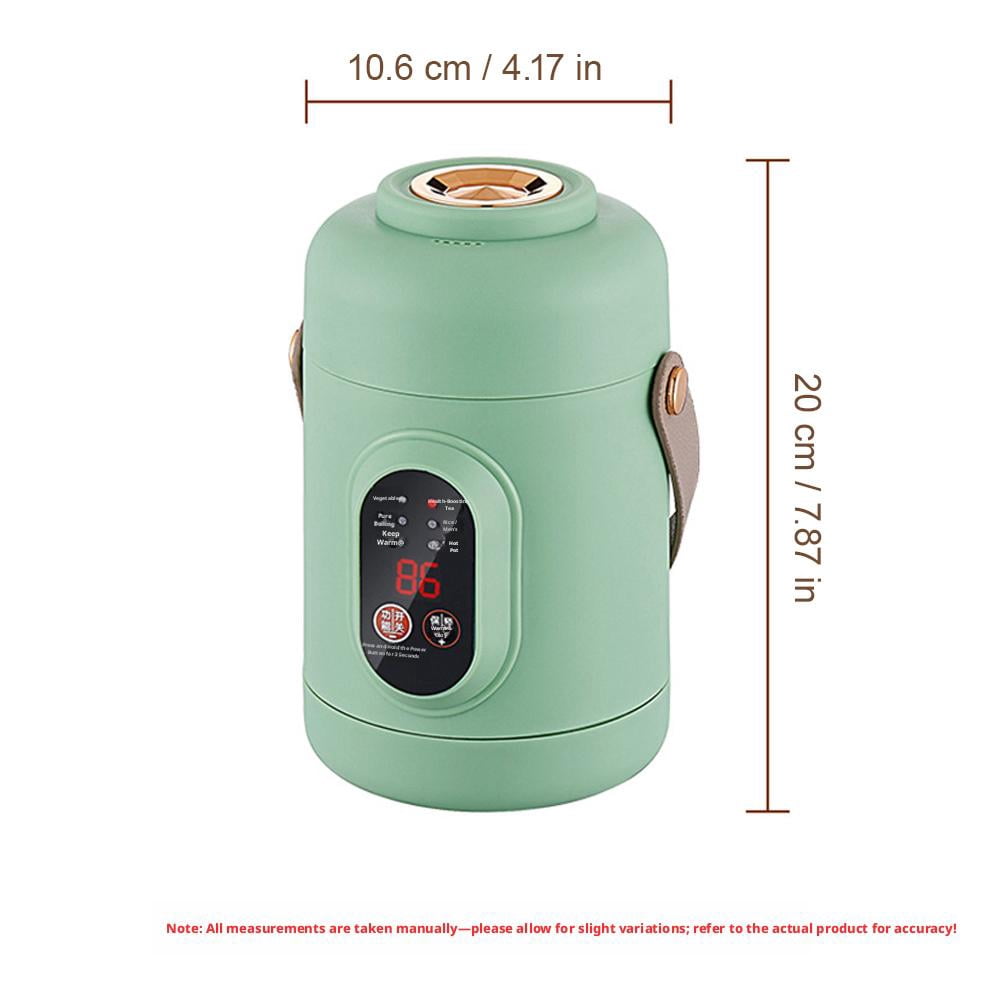 500W Mini Health Pot, 800ML Portable Electric Rice Cooker for Office, Dorm, Home - Stainless Steel Noodle Cooker with 6 Presets, 12H Timer, Khaki