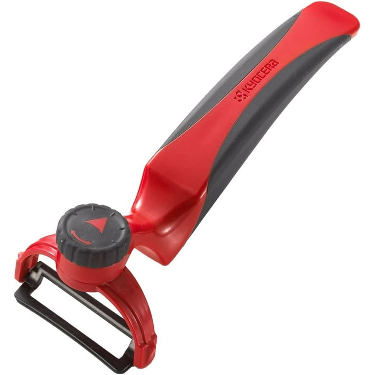 Kyocera Advanced Ceramic Perfect Peeler, Adjusting, Rotating Blade, Ultra Sharp, Red Kyocera Advanced Ceramic Perfect Peeler, Adjusting, Rotating Blade, Ultra Sharp, Red