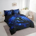 thumbnail image 3 of Feelyou Dirt Bike Sport Bedding Comforter Set 7 Pieces for Kids, Neon Navy Abstract Full Bedding Set, Modern Motorcycle Lover Reversible Fitted Sheet Flat Sheet, Super Cozy Room Decor, 3 of 8