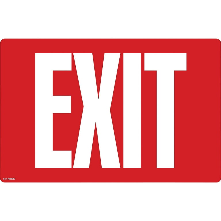 Glow-in-the-Dark Safety Sign, Exit, 12 x 8, Red Glow-in-the-Dark Safety Sign, Exit, 12 x 8, Red