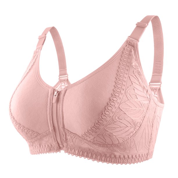 Gibobby Brasier con Cierre Frontal Push Up Ropa interior Sexy con estampado de hebilla frontal para mujer, sin llantas, chaleco, sujetador de talla grande de encaje(Rosa,38)