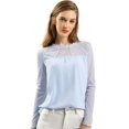 thumbnail image 1 of AllegK CamiDe GaCon Cuello Redondo Y BluCampesiDe ManLarCon Panel Floral De Encaje PaMujer Azul claro XL, 1 of 6