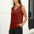 thumbnail image 4 of Timegard Summer Tank Tops for Women V Neck Back Ruched Solid Color Casual Sleeveless Tee Tops Trendy, 4 of 9