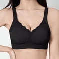 thumbnail image 2 of DDAPJ pyju Womens Seamless T-Shirt Bras Wireless Comfy Everyday Bra Scalloped V-Neck Lace Bralette Full Coverage Push Up Bras Black L, 2 of 7