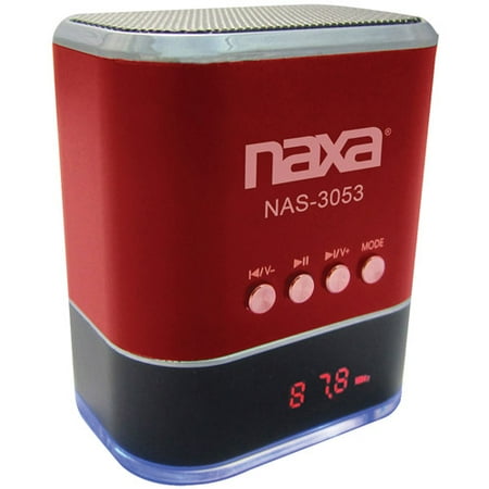 NAXA NAS3053RD Portable Speaker with USB FM Radio & LED Display (Red)