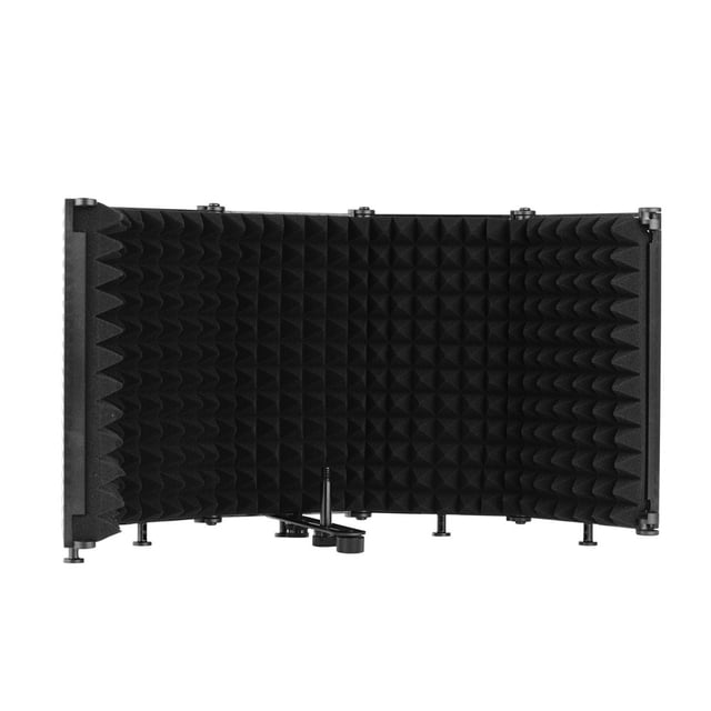 EIMELI Microphone Isolation Portable Tabletop Sound Absorbing Foam Reflection Filter Mic Soundproof with 38-inch Female to 58-inch Male Screw Adapter for Audio Recording Singing Studio
