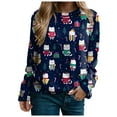 thumbnail image 4 of larppty Christmas Sweatshirts for Women Ugly Christmas Sweatshirts Santa Printed Long Sleeve Oversized Crew Neck Holiday Pullover Tops (Dark Blue, L), 4 of 7