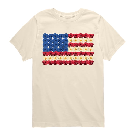 Instant Message - Flower USA Flag Short Sleeve Graphic T-Shirt