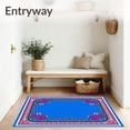 thumbnail image 3 of ODIKA 3'x5' Machine Washable Non-Slip Area Rug, Artisan Vine Lattice High Traffic Rug with Pad, Blue, 551225, 3 of 8
