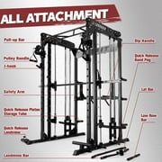 RitFit M1 Smith Machine with Cable Crossover System, Multi-function Squat Rack Power Cage for Home Gym, Power Rack and Packages