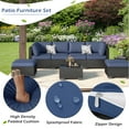 thumbnail image 4 of YODOLLA 7-Piece Patio Furniture Set, Black Rattan Wicker Outdoor Sectional Sofa Couch with Table Patio Conversation Set for Lawn& Backyard In Dark Blue, 4 of 8