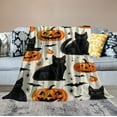 thumbnail image 2 of ARISTURING Halloween Throw Blanket: Black Cats and Jack O Lantern Pumpkin Print on Soft for Sofa Bed Couch Chair Dorm, 2 of 6