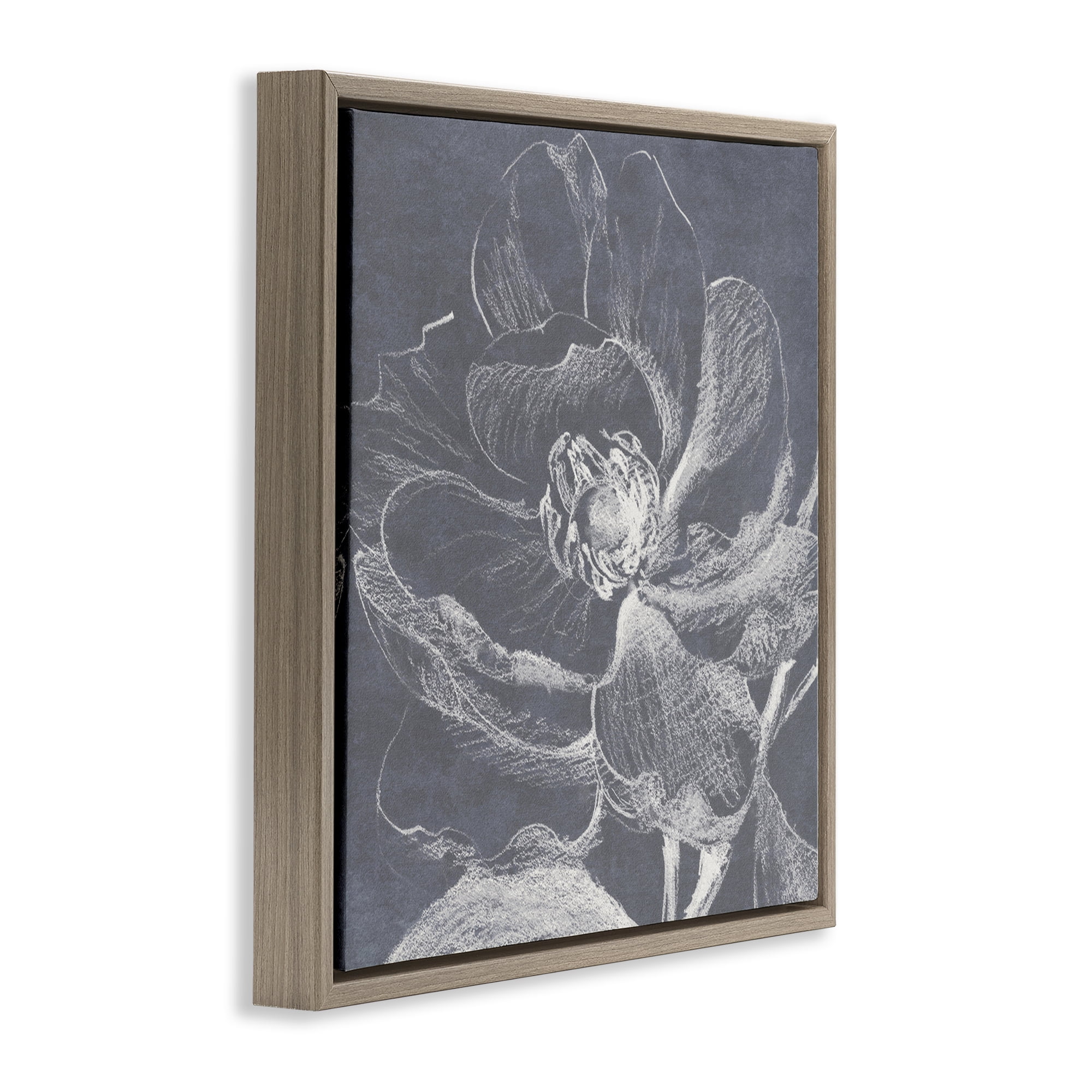 Stupell Industries Magnolia Sketch Impression Plants & Flowers Drawing Brown Floater Framed Canvas Art Print Wall Art, 18 x 18