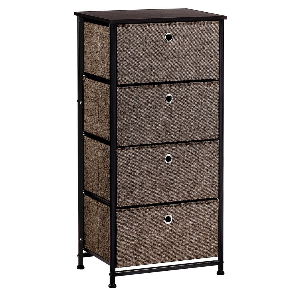 4 TIER Dresser Tower Clothes Organizer with EasyPull Faux Linen Drawers and Metal Frame