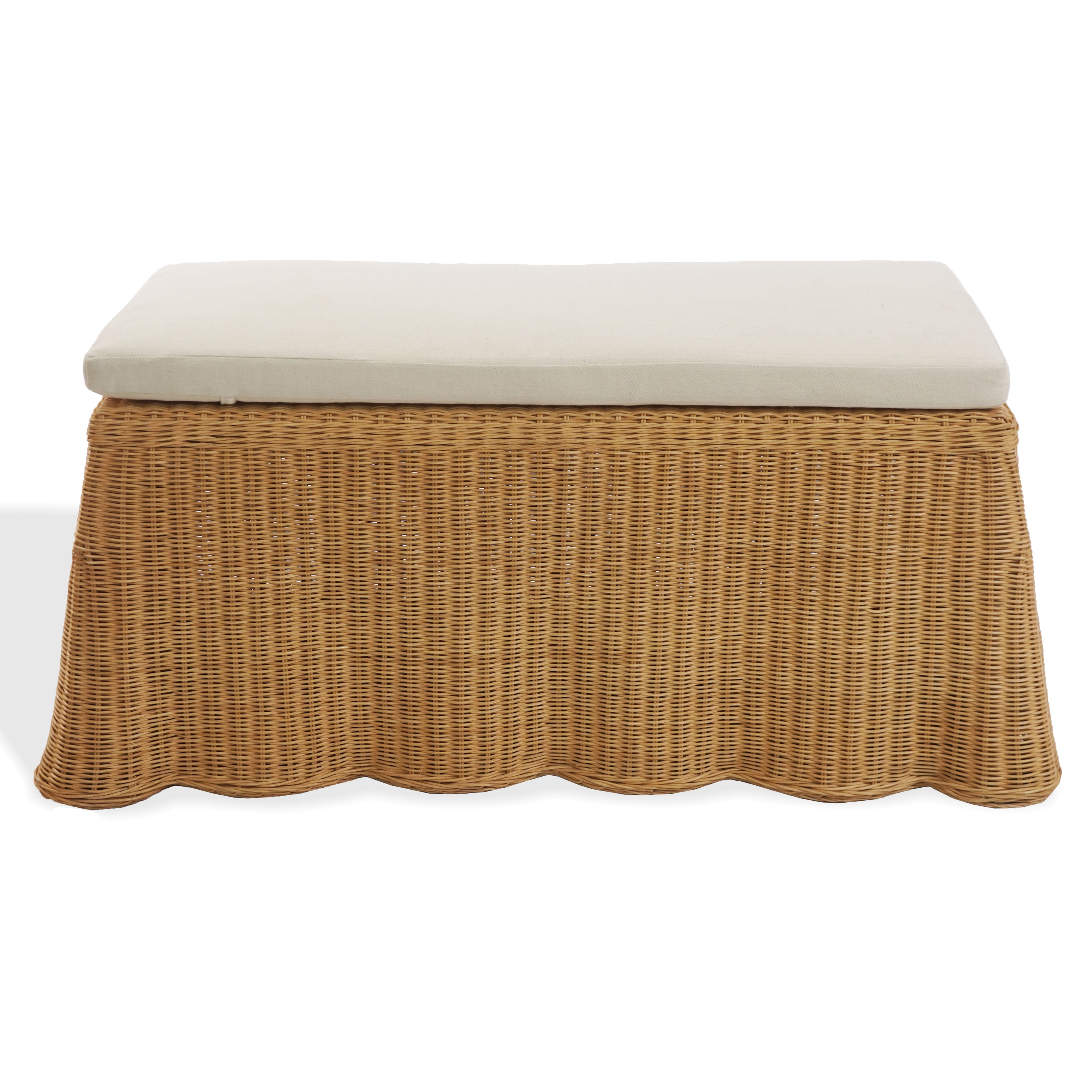Safavieh Couture Hylda Rattan Upholstered Bench, Natural/White