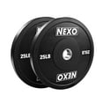 thumbnail image 5 of NEXO 260LB Rubber Bumper Plate Set - Premium Matte Black Finish 2x 45LB 2x 35LB 2x 25LB 2x 15LB 2x 10LB Cross Training Weight Plates, 5 of 7