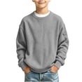 thumbnail image 5 of qolati Boys Waffle Knit Sweater Crew Neck Long Sleeve Pullover Shirt Soft Casual Lightweight Knit Sweater for Kids Everyday Fall Winter Sports Tops Size 5-16 Years, 5 of 6