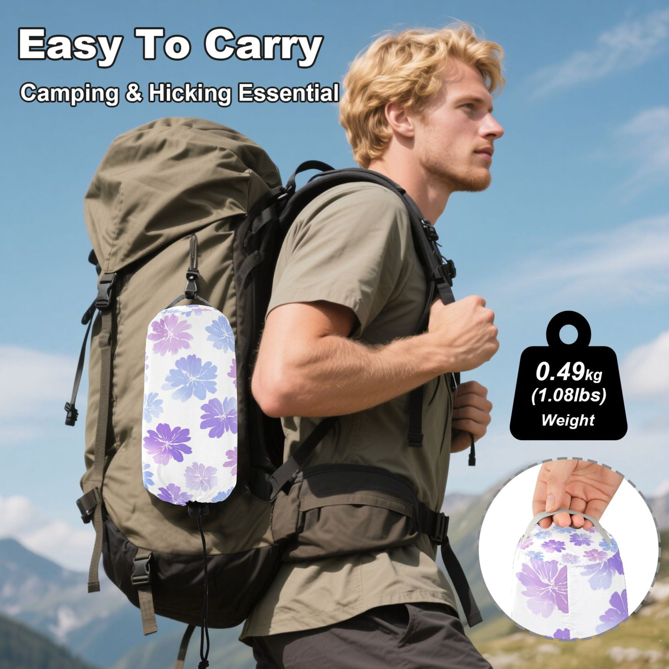 Hanging Hammock Portable Travel Camping For Outdooor Beach Camping Hiking Lavender-colored Flowers
