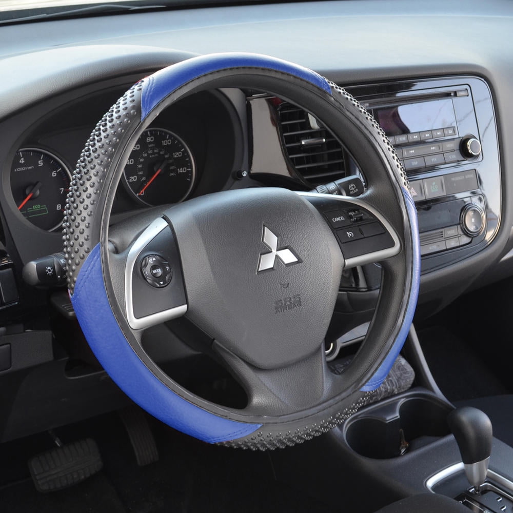 BDK Massage Grip Car Steering Wheel Cover for Car SUV VAN Two Tone