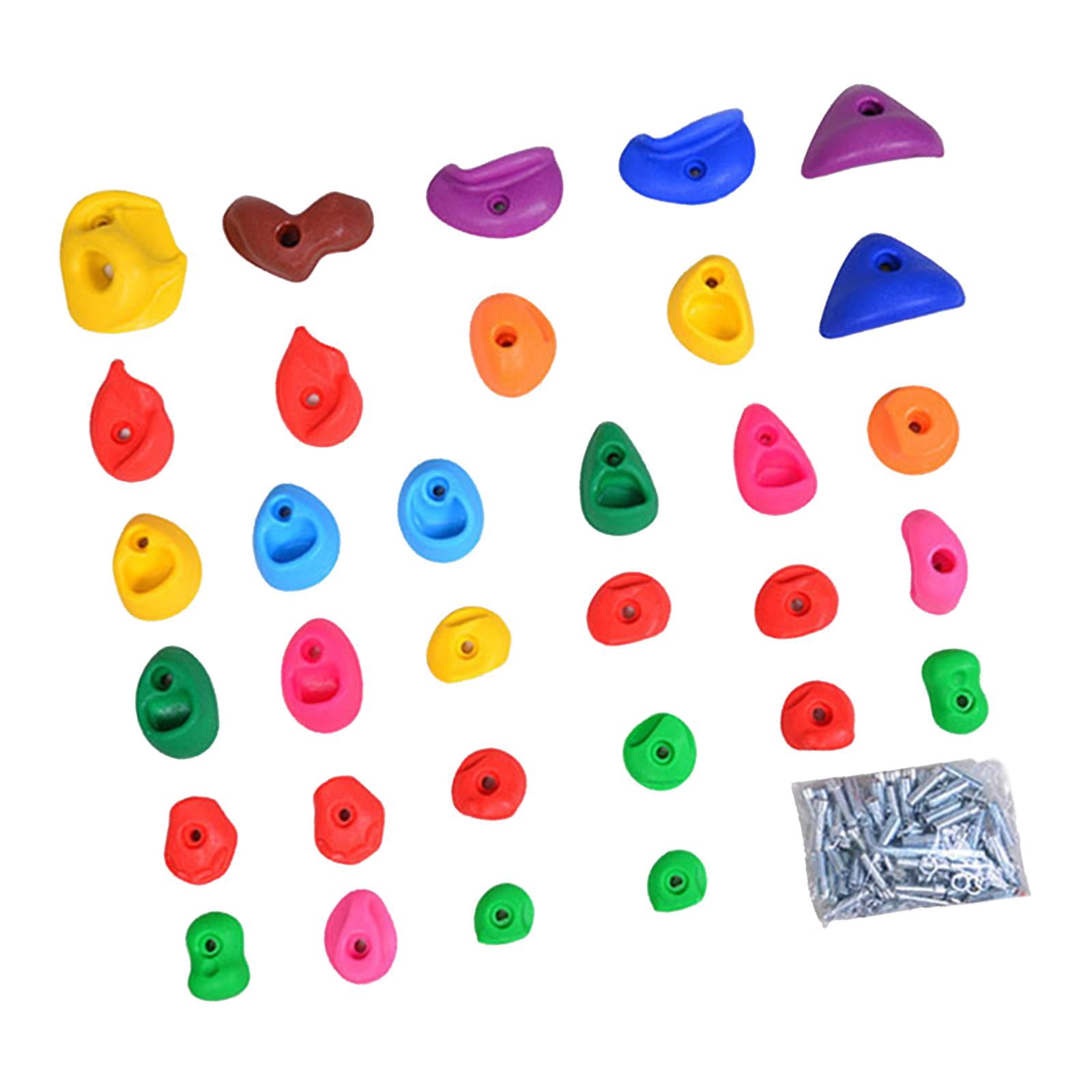 koolsoo Rock Climbing Holds,Kids Toys Wall Climbing Stones,Multi Size,Rock Wall Climbing Kit Playset for Outdoor Climbing Tree House 32 piece set