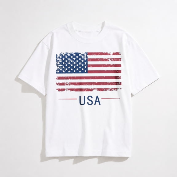 Men and Women 4th of July Shirts American Flag Patriotic Shirts Short Sleeve Cotton T Shirts