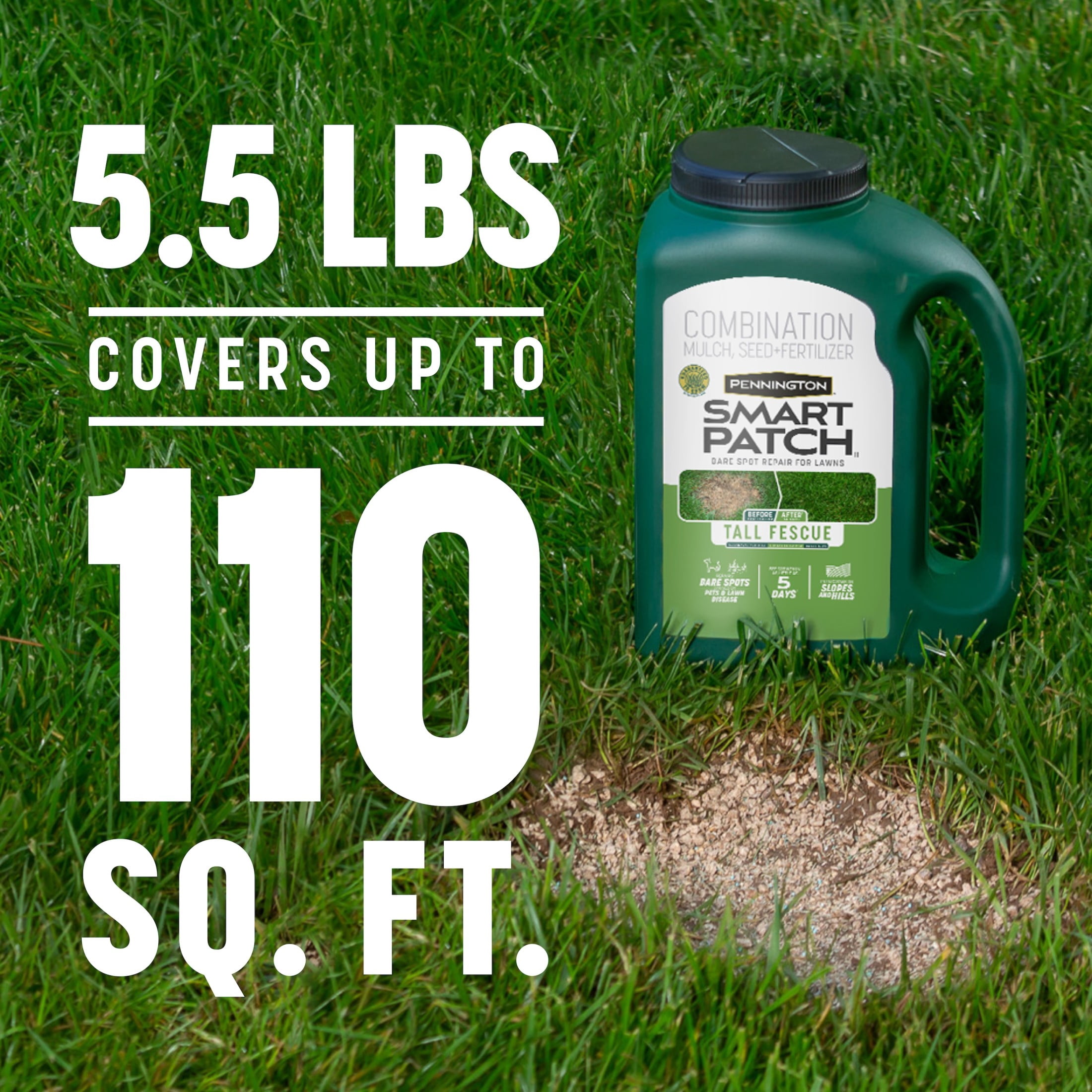 Pennington Smart Patch Tall Fescue Grass Seeds for Lawn, Grass Seed Mix, for Sun to Partial Shade, 5.5 lb.